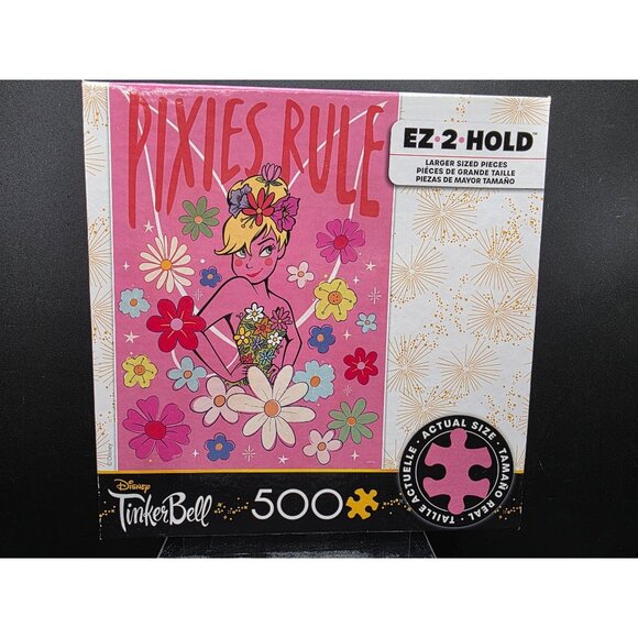 Disney TinkerBell 500 Piece Jigsaw Puzzle Pixies Rule EZ-2-Hold Larger Size Piec - Picture 1 of 6